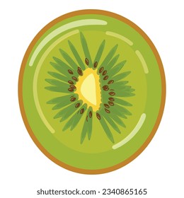 Kiwi top view icon cartoon vector. Juice fruit. Organic eat