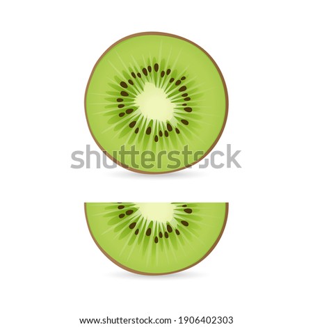 Kiwi. Tropical fruit. Half a kiwi. Vector cartoon.