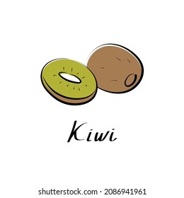 Kiwi vector cartoon flat illustration. Fresh fruit and vegetable logo