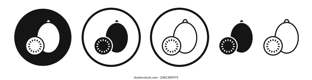 Kiwi vector icon set in black and white color.