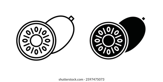 Kiwi vector icon set black filled and outlined style.