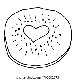 Kiwi vector illustration. Doodle style. Design icon, print, logo, poster, symbol, decor, textile, paper, card. 