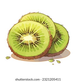 Kiwi vector illustration isolated. kiwi fruit with slices