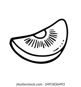 Ilustración vectorial de kiwi. dibujo de contorno de fruta verde agria, sobre un fondo blanco