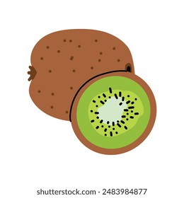 Kiwi. Ilustración vectorial. Fondo blanco aislado. 