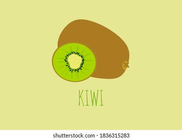 Kiwi vector ilustration. A whole and slice of kiwi