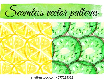 Kiwi.  Vector watercolor. Seamless vector pattern. Fruits.