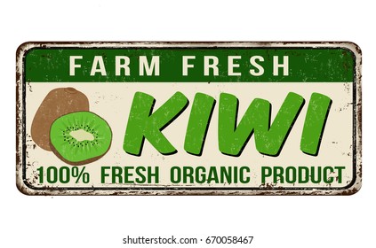 Kiwi vintage rusty metal sign on a white background, vector illustration