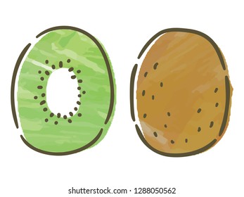 kiwi with watercolor texture