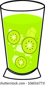 Kiwifruit juice in a glass. Healthy organic food.  Vector illustration flat design. 