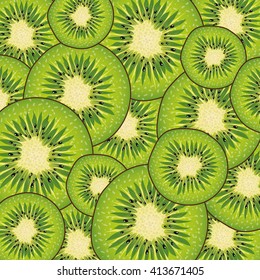 Kiwifruit. Slices of kiwi fruit. Vector.