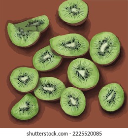 Kiwi.Kiwi Background.Kiwis flying in the air. Illustrator Vector Cartoon Drawing