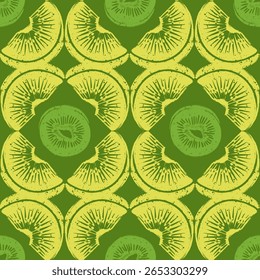 Kiwis Geometric Style Vector Seamless Pattern