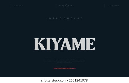 Letras maiúsculas do alfabeto caligráfico incompleto de Kiyame com a família de fontes a a z