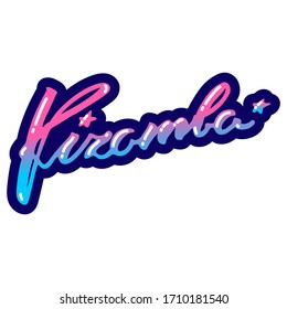 Kizomba. Bright hand written word "Kizomba" isolated on a white background.  Vector 8 EPS.