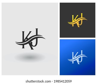 KJ company logo monogram gold luxury letter modern initial shape