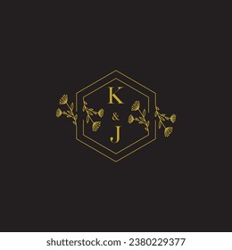 KJ elegant wedding initial logo in high quality professional design that will print well across any print media