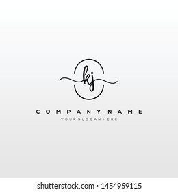 KJ handwriting initial logo template vector.