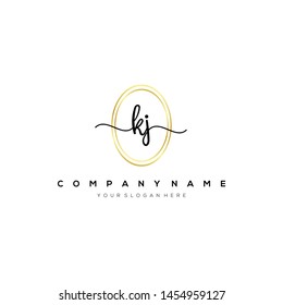 KJ handwriting initial logo template vector.