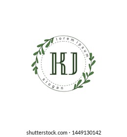 KJ Initial beauty floral logo template