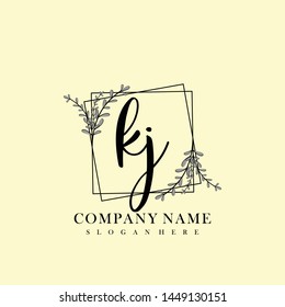 KJ Initial beauty floral logo template