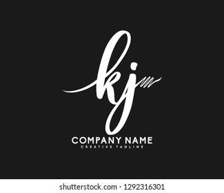 KJ Initial Handwriting Logo Template Vecto