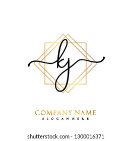KJ Initial Handwriting logo template vector