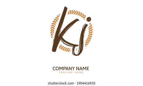 Kj Initial handwriting logo vector