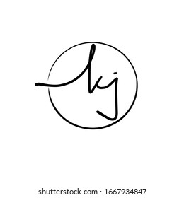 kj Initial letter handwriting and signature logo