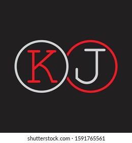 KJ Initial letter linked circle capital monogram logo modern template