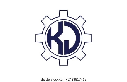 Plantilla vectorial de diseño del logotipo del círculo mecánico de la letra inicial de KJ. industrial, ingeniería, servicios, marca de palabras, marca de letras, monograma, construcción, empresa, empresa, empresa, comercial, geométrica