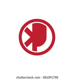 KJ initial letters circle business logo red