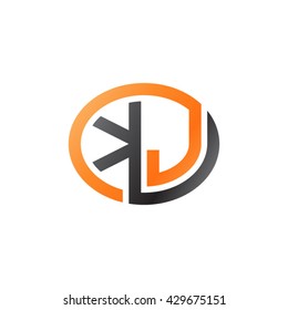 KJ initial letters looping linked ellipse logo orange black