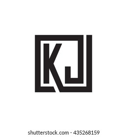 KJ initial letters looping linked square monogram logo