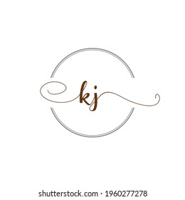 KJ Initial Logo Handwriting template letter illustration