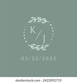 KJ initial modern monogram wedding with creative circle line