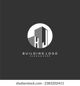 KJ initial monogram building logo for real estate with creative circle style design