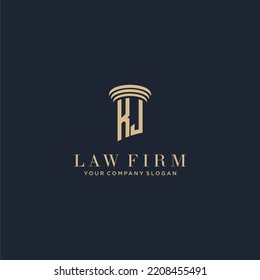 KJ-Logo der ersten Monogram-Anwaltsfirma mit Säulendesign