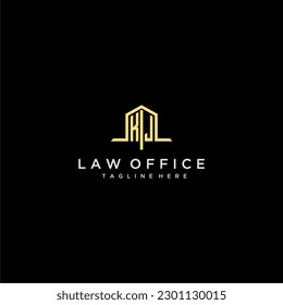 KJ initial monogram logo for law office with home office design image