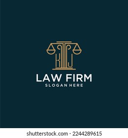 Logotipo de monograma inicial de KJ para la firma de abogados con diseño vectorial de escala