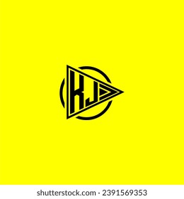KJ initial monogram logo with triangle style design