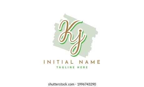 KJ Initials, handwriting logo vector