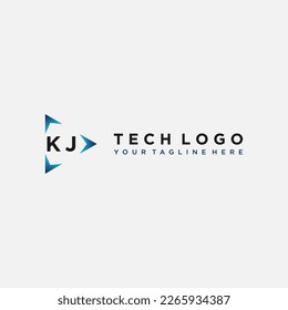 KJ Initials Tech logo Stock Vector Images