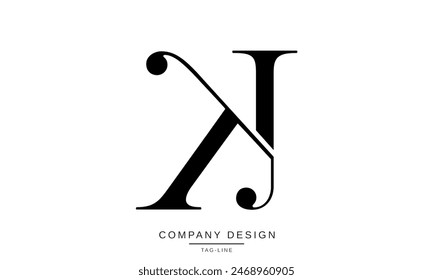 KJ, JK Abstract Letters Logo Monogram Vector Font Design