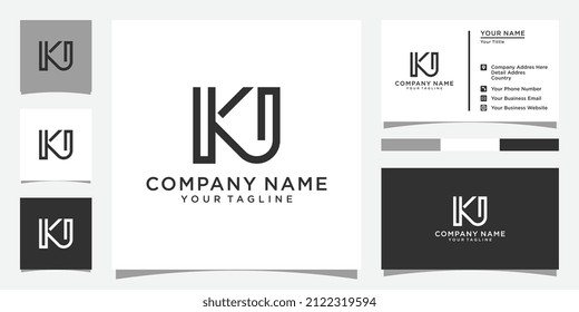 Vector de diseño de logotipo de letras iniciales de KJ o JK con diseño de tarjetas de visita.