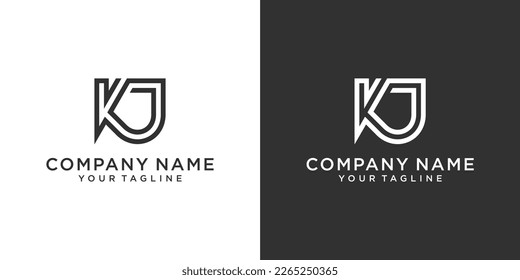 KJ or JK initial letter logo design vector on black and white background