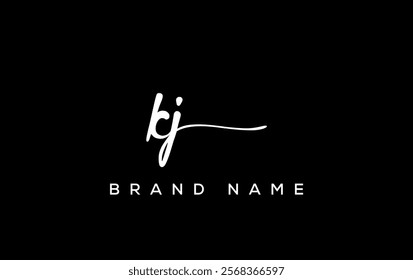 KJ letter beauty handwriting vector logo. 