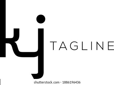 Kj Letter Initial Logo Design, Vector Template
