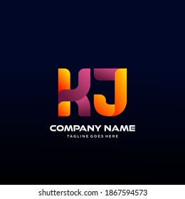 KJ Letter initial Logo Vector With colorful, logo for media business