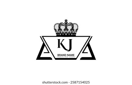 KJ Letter Logo Design. Initial letters KJ logo icon. Abstract letter KJ K J minimal logo design template. K J Letter Design Vector with black Colors. KJ logo,